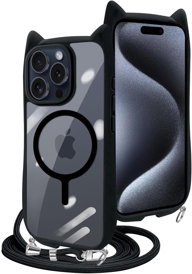 猫耳デザイン iPhoneケース ブラック Amazon.co.jp: tuulaasii For iPhone 15 Pro 用 ケース クリア 猫耳